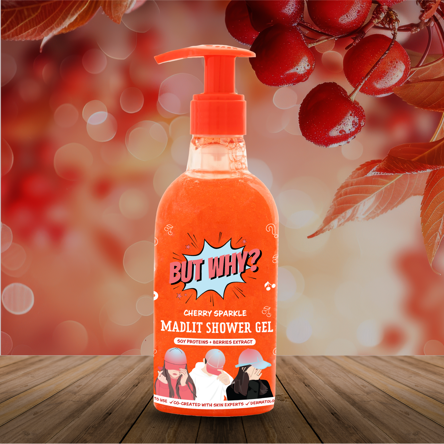 Kids Cherry Sparkle Moisturizing Body Wash with Berry Extracts for Sensitive Skin