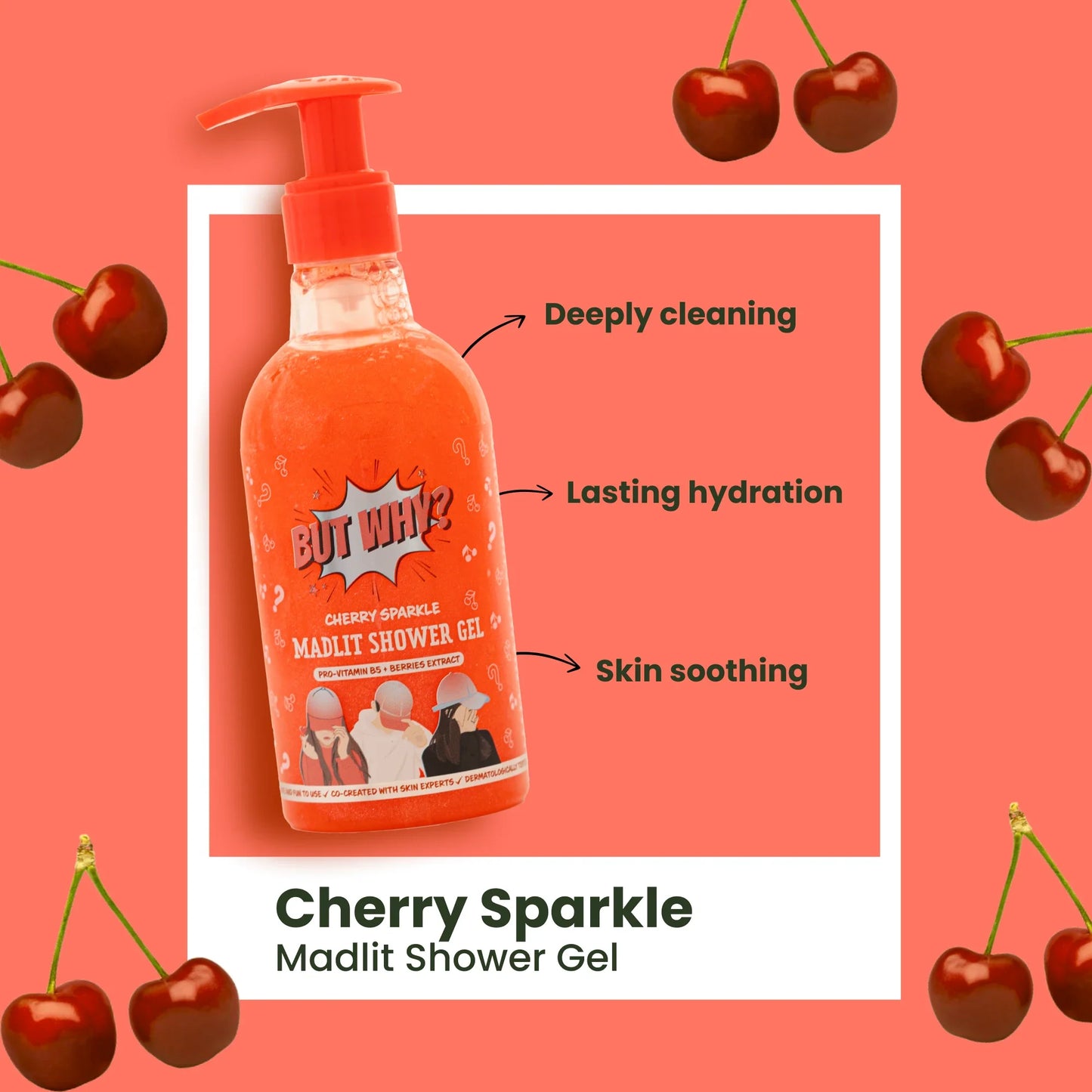 Kids Cherry Sparkle Moisturizing Body Wash with Berry Extracts for Sensitive Skin