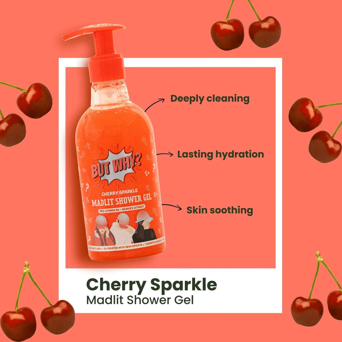 Kids Cherry Sparkle Moisturizing Body Wash with Berry Extracts for Sensitive Skin