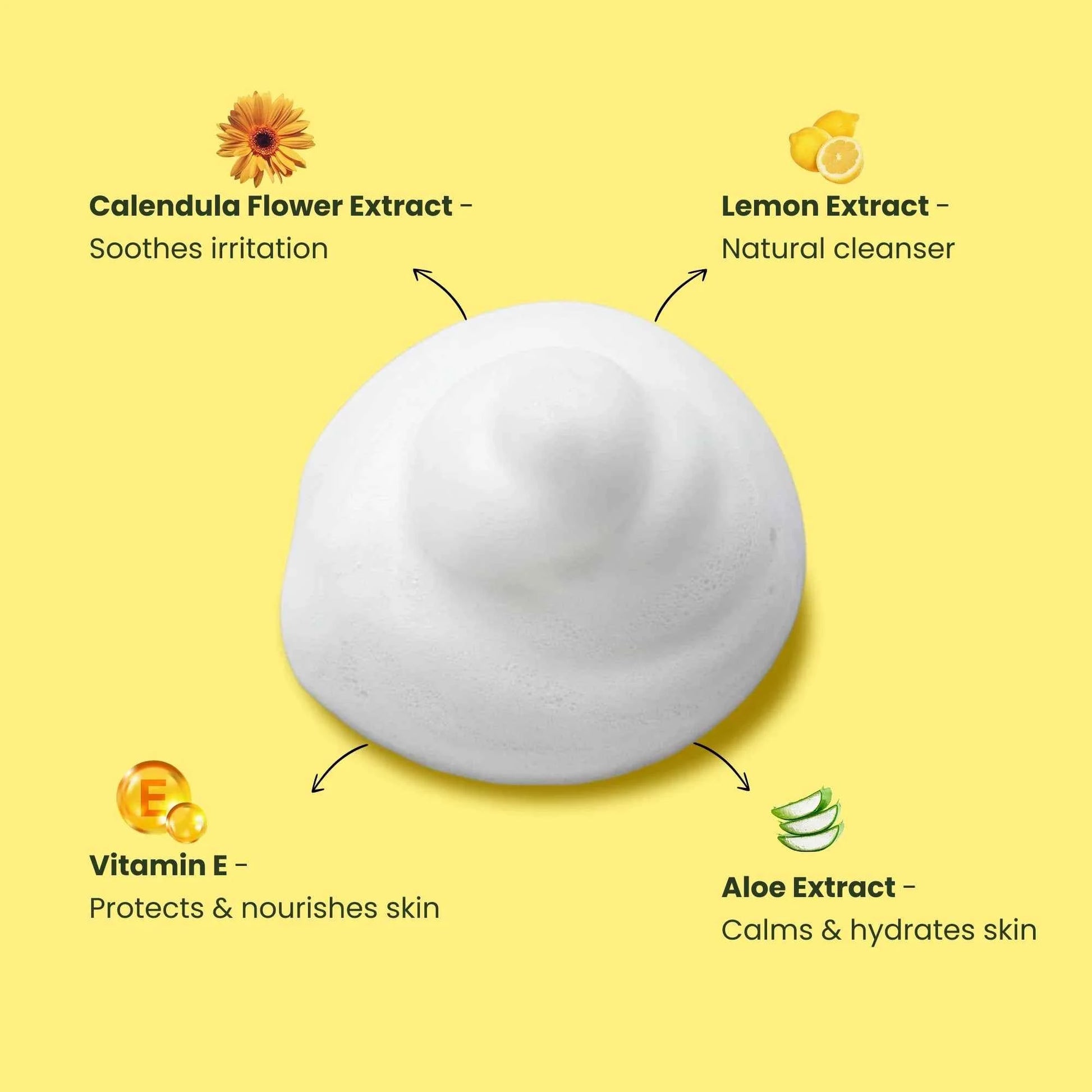 Kids Lemon Pop Gentle Facewash with Calendula & Aloe Extracts for Dry Skin