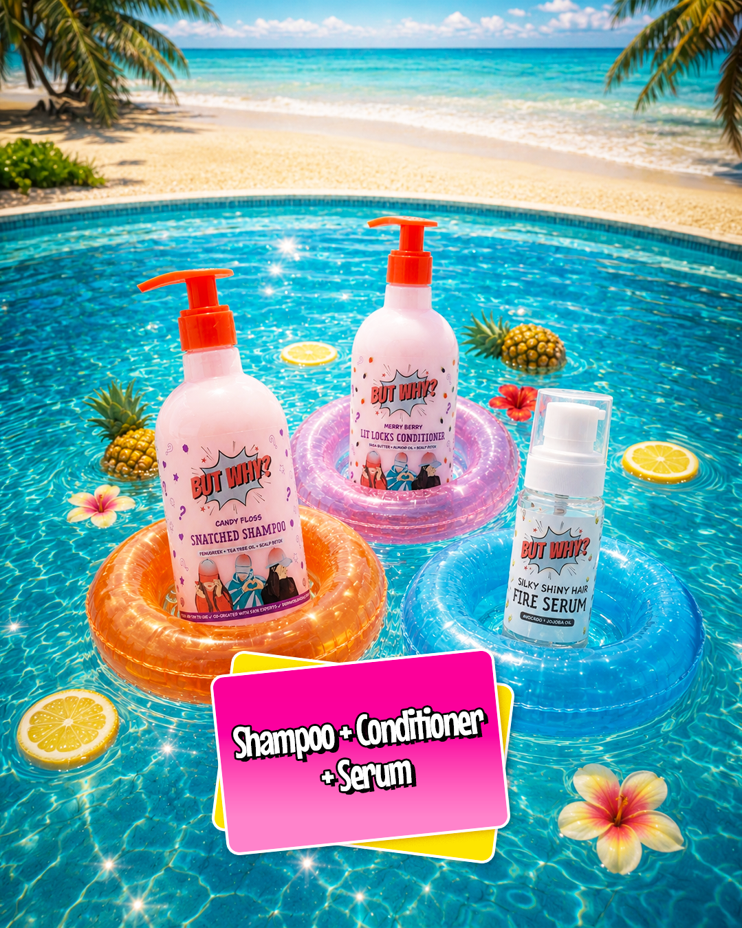 Girls Summer Hair Care Trio (Shampoo + Conditioner + Serum)