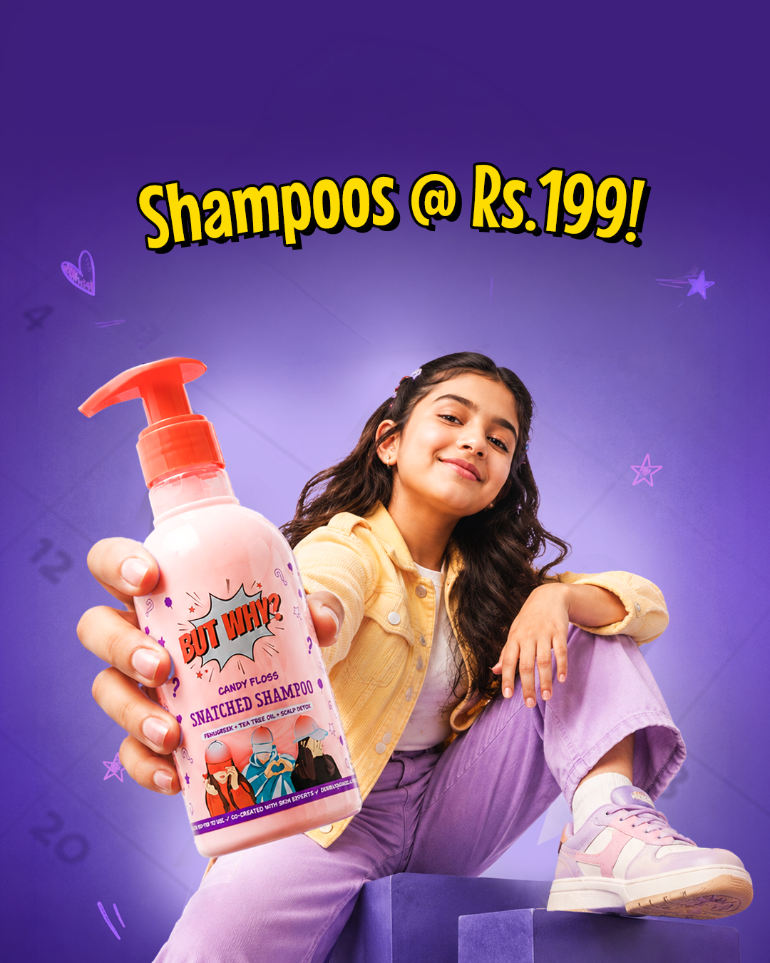 Kids Candy Floss Dandruff Control Shampoo with Fenugreek extract and Tea Tree Oil